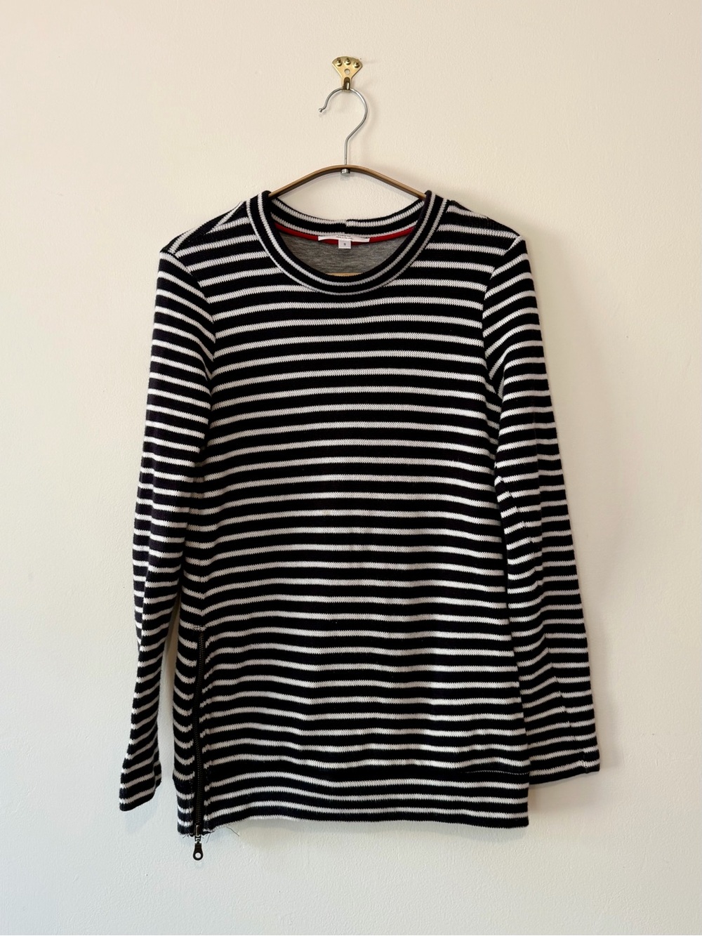 Womens DREW Navy and White Crew Neck Tunic Sweater